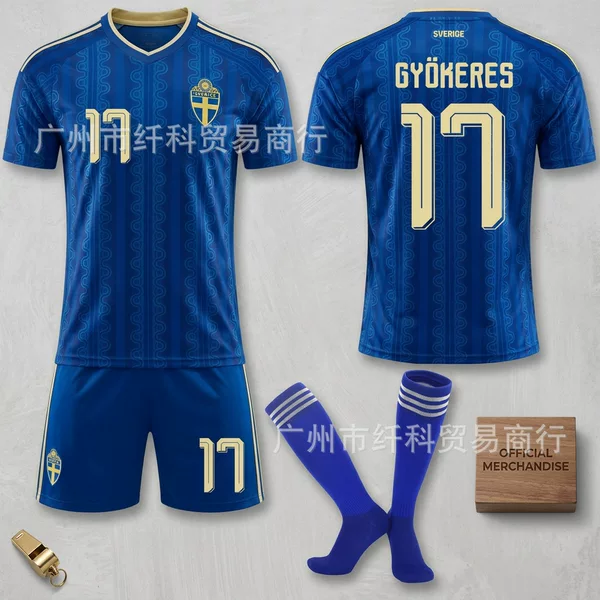 2026 Sweden Away Football Jersey No. 17 Yorkes No. 10 Ibrahimovic Blue Team Uniform Usa-Canada-Mexico World Cup