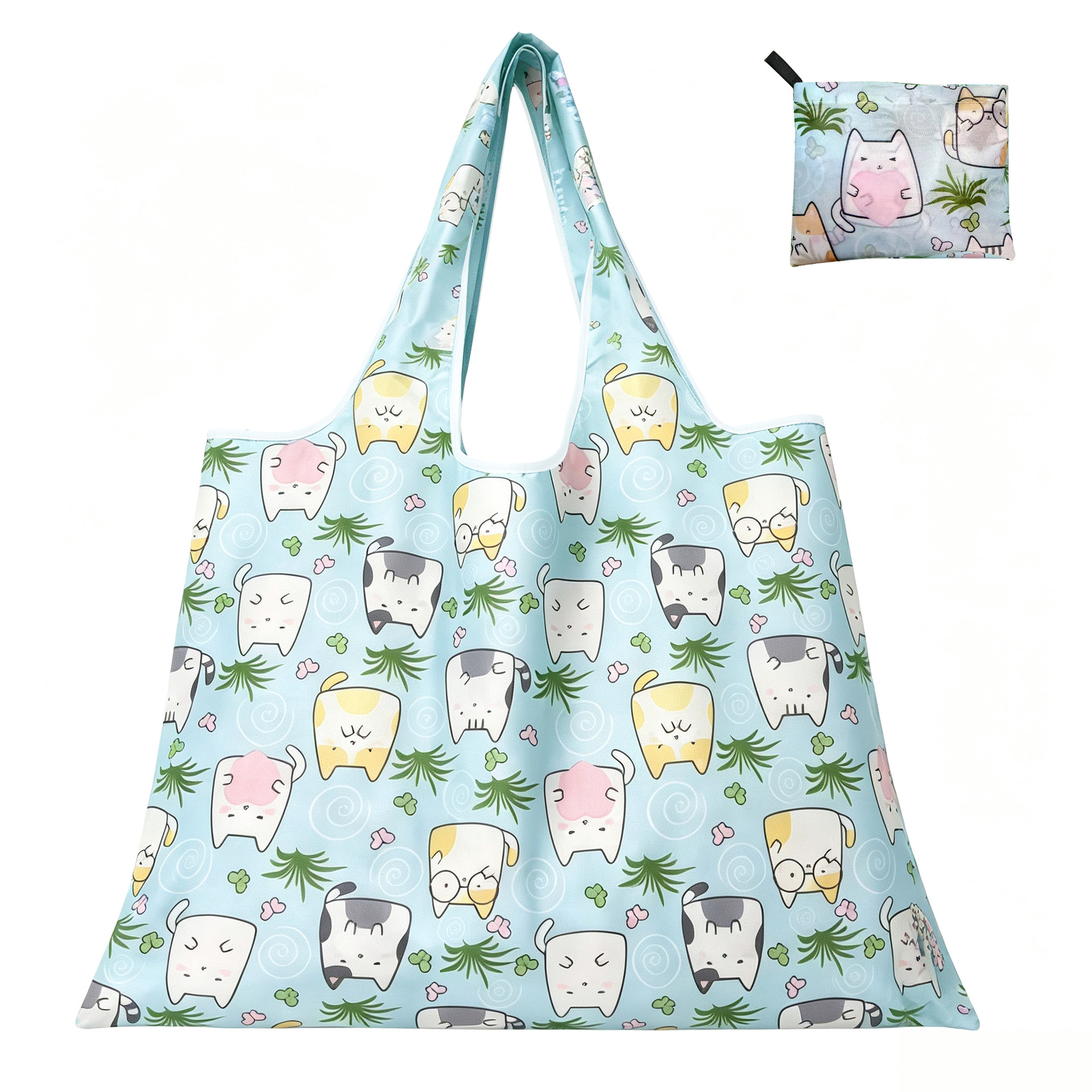 Nueva bolsa de compras plegable de gran capacidad en stock bolsa plegable de Protección Ambiental bolsa de almacenamiento portátil de impresión portátil creativa image 9