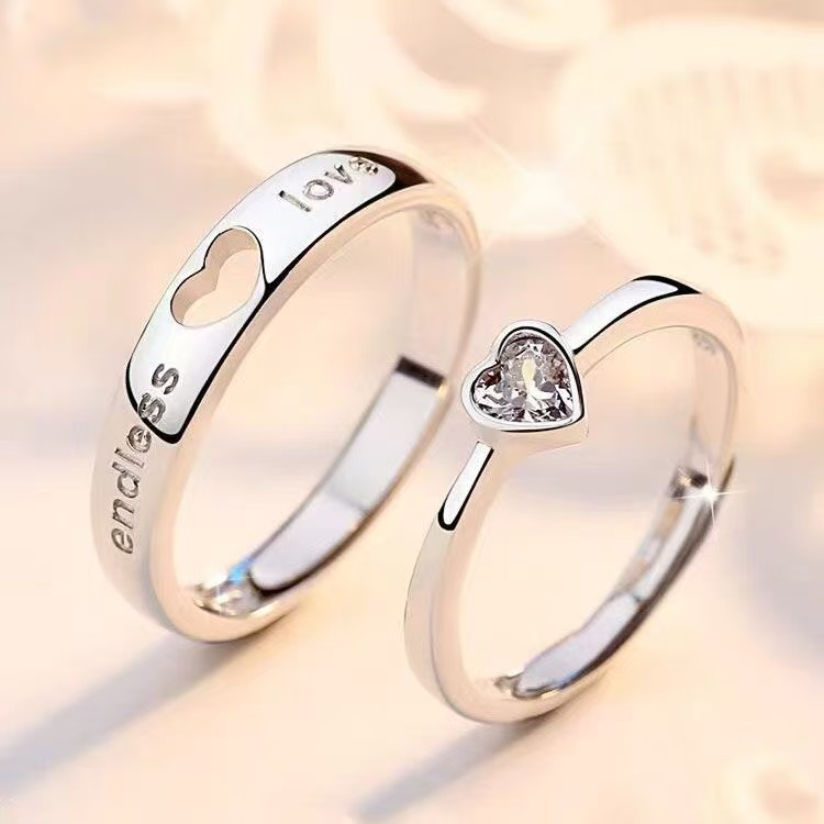 Hollow Heart-Shaped Diamond Ring, Everlasting Love Couple Ring, Long-Distance Relationship Gift, True Love Open Ring