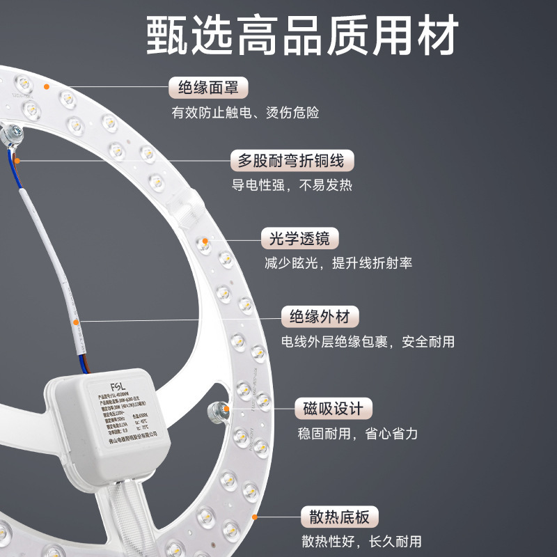 佛山照明旗舰店吸顶灯led灯芯灯盘替换圆形灯板超亮灯条三色灯泡|undefined