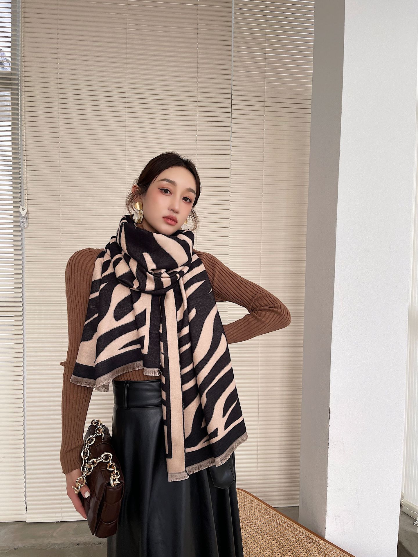  dual-use thicken warm knitted shawl scarf nihaostyles clothing wholesale NSCM85283