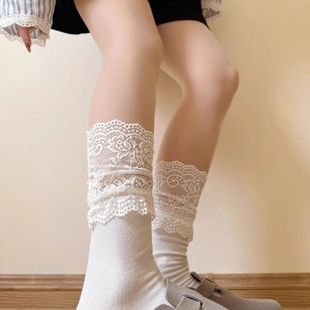 Pure and Girly~ Fairy-Like Lace Mid-Calf Socks Are so Beautiful~ Spring and Summer Women's Slouch Socks Japanese Style