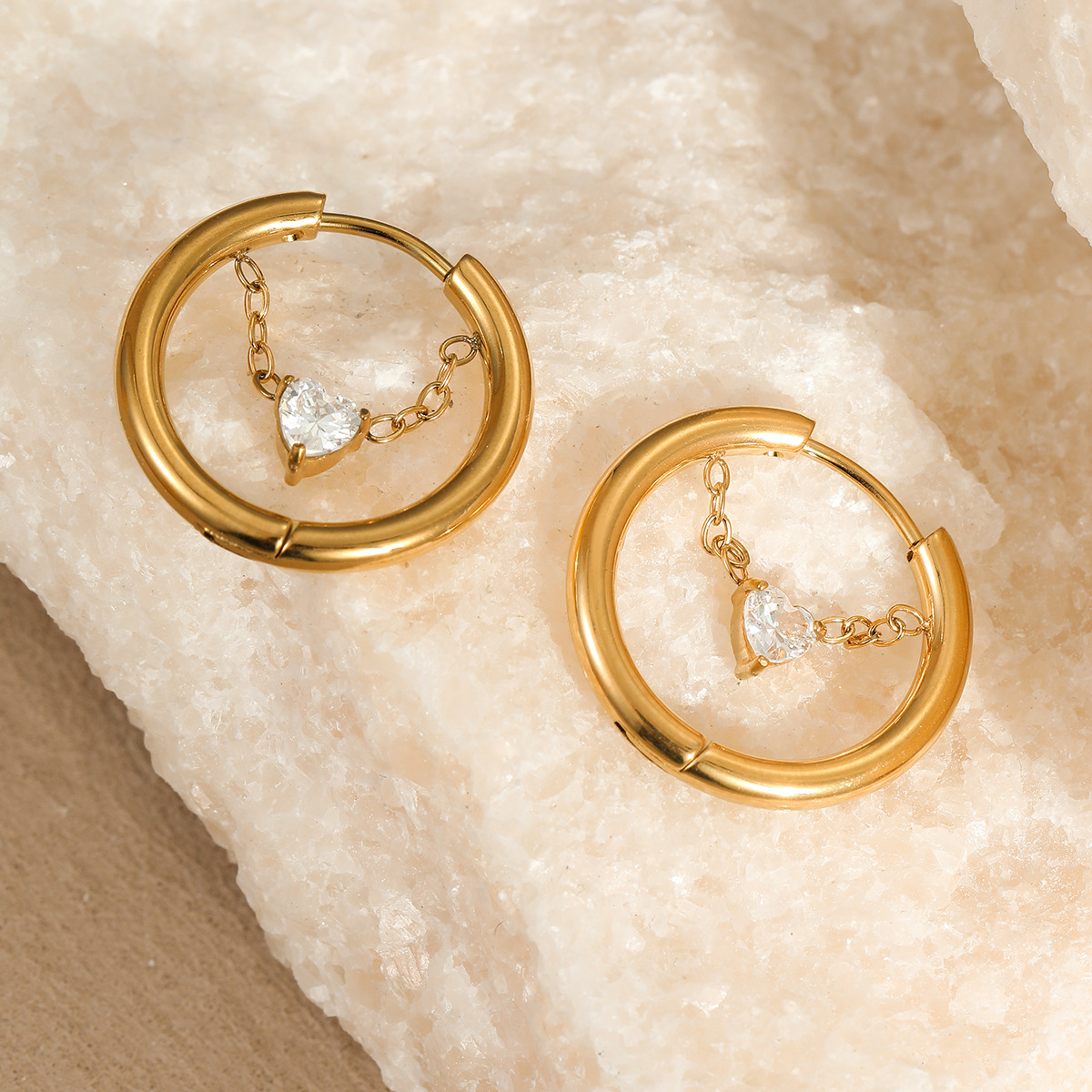 PVD Coated Gold Plating Process 304 Stainless Steel Ear Needle Material PVD Coated Real Gold Plated 18K Gold Geometric 304 Stainless Steel Classic Style Waterproof Non Tarnish Earrings