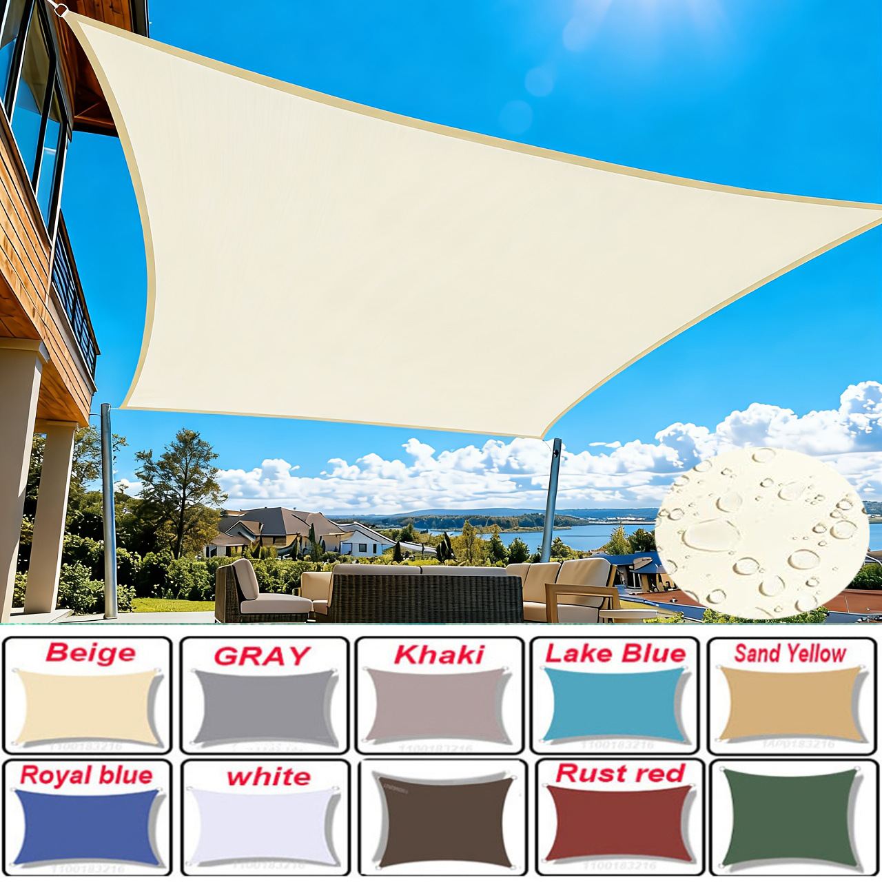 Sunshade sails in stock, popular cross-border Amazon product, garden and pool sunshade, sun protection, direct supplier manufacturer, canopy