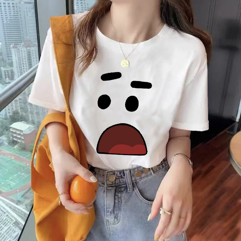 Camiseta de mujer manga corta suelta de dibujos animados Tigre media manga pequeña ropa de dopamina personalidad fresca Camiseta de manga corta moda masculina