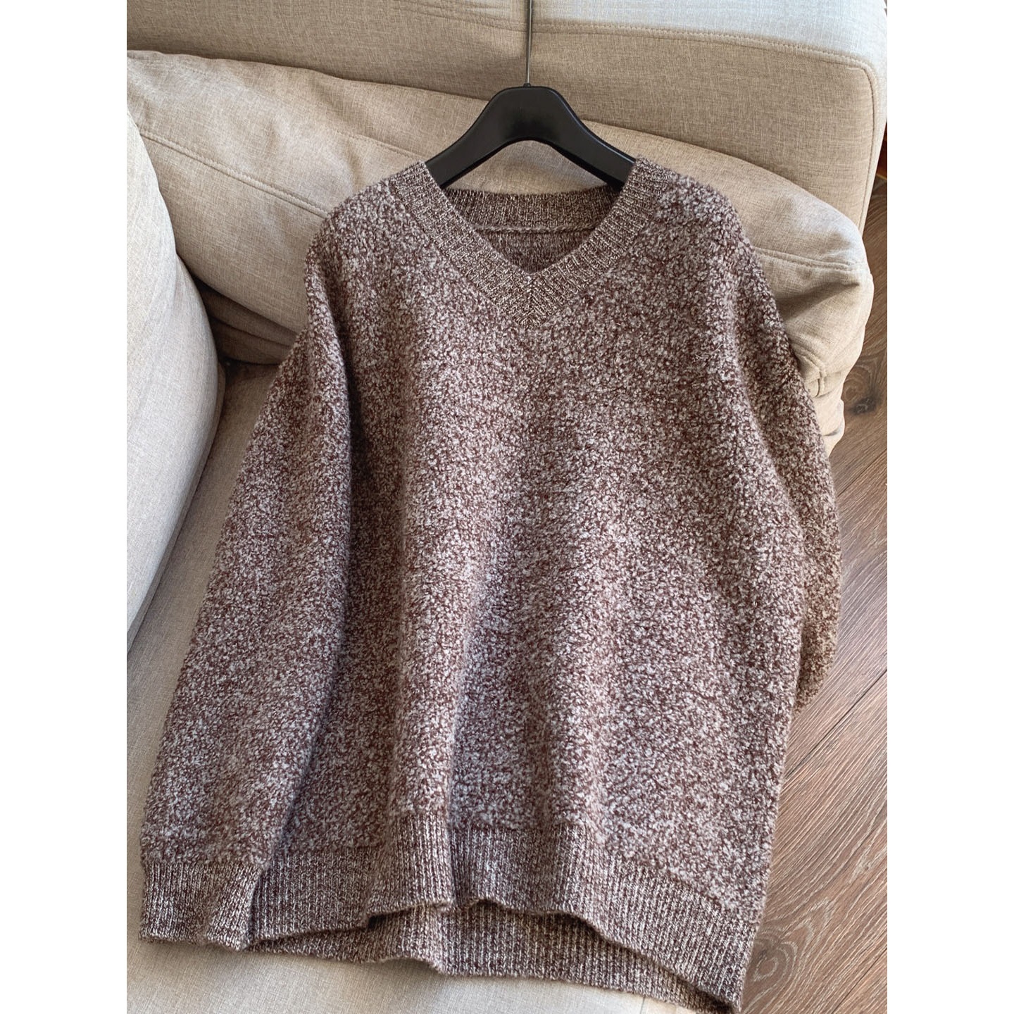 2025冬新加厚休闲气质V领圈圈毛款羊毛衫 毛衣针织衫批发H01DS903