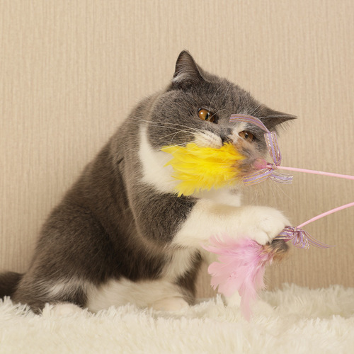 Amy Rabbit Feather Cat Funny Stick Cute Plush Cat Funny Stick Wholesale Bite-resistant Self-Happiness Cat Toy Pet Supplies