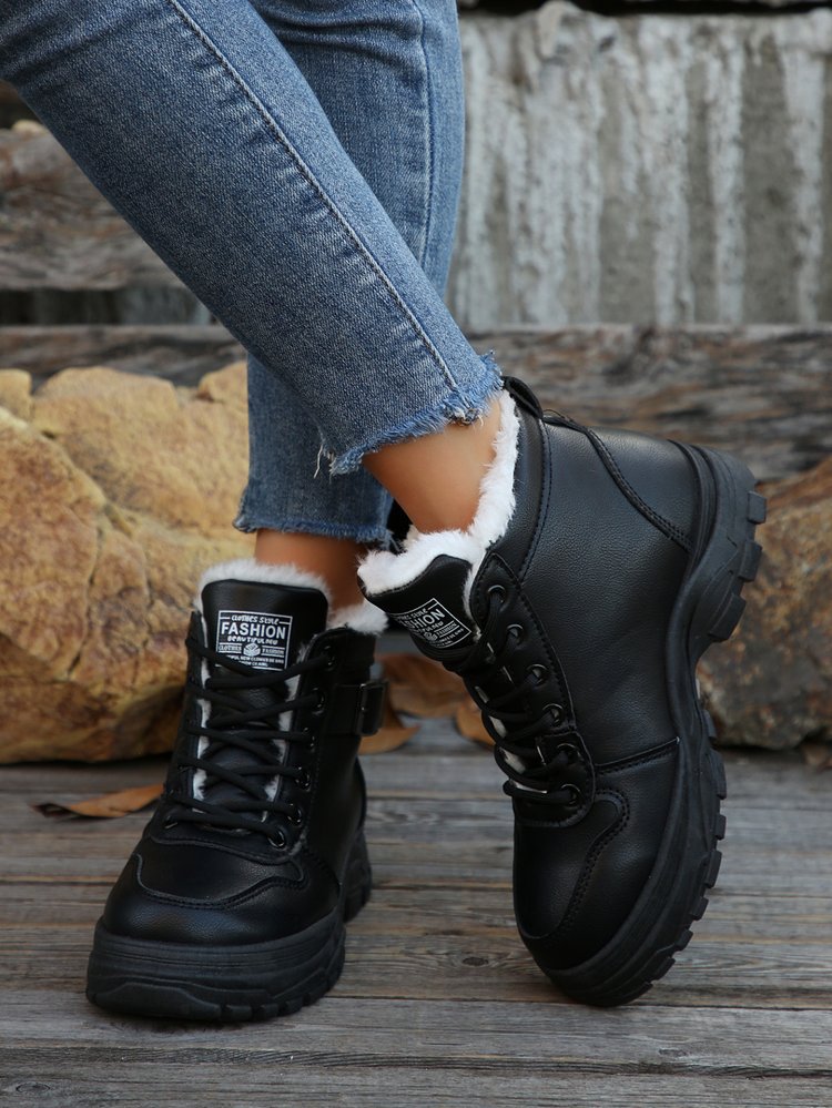 Scarponi da montagna grandi da donna nuovi autunnali e invernali più stivali da neve in velluto e spessi scarpe di cotone da donna_voghion.com