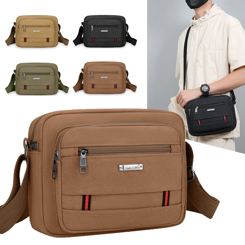 Comercio exterior nuevo bolso de hombro para hombres, bolso de lona de textura simple multicapa de gran capacidad, bolso de mochila de moda ligero