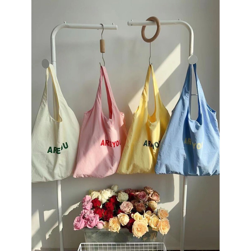 Niche Letter Printing Shoulder Bag Large Capacity Designer All-match Cloth Bag Women's Canvas Bag Shopping Bag Korean Style