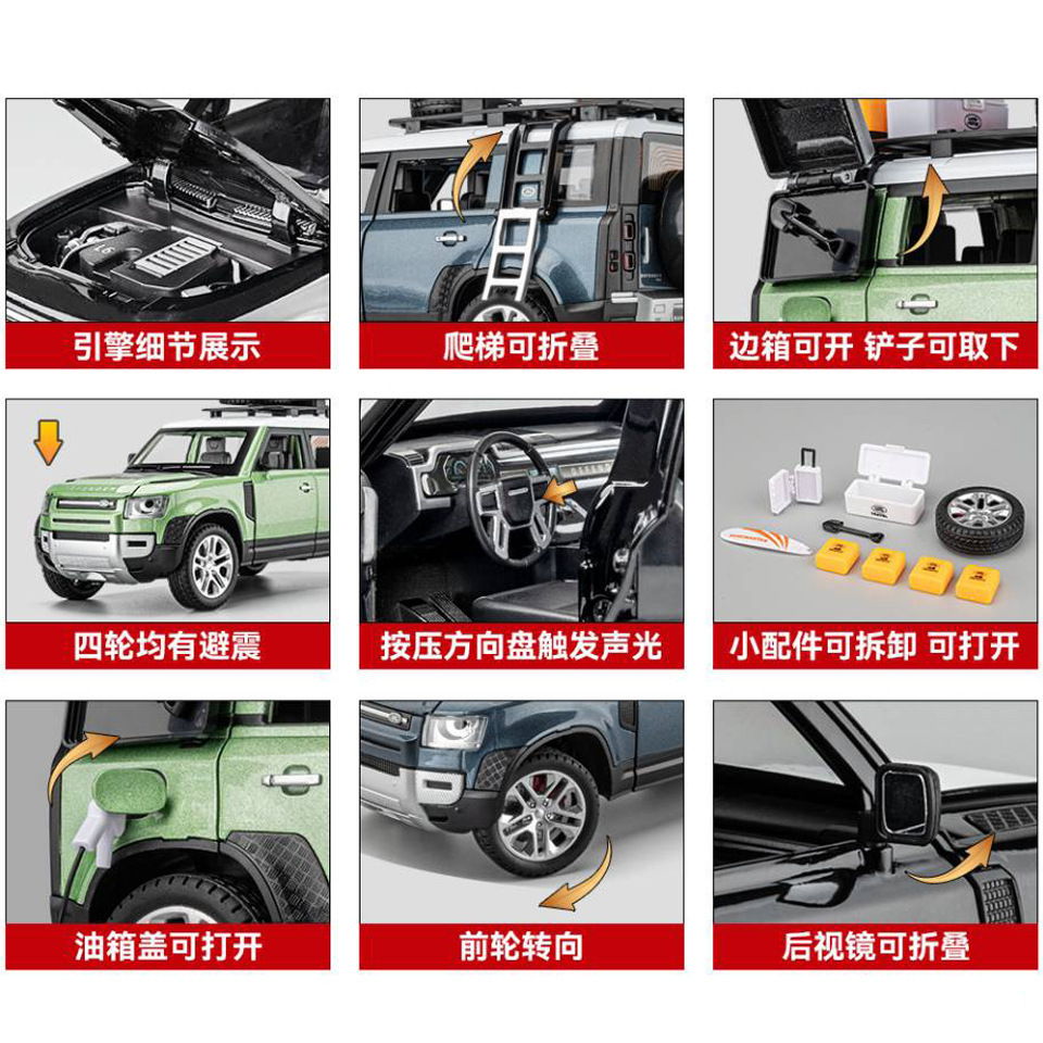 Aleación de coche 1:24 genuino Luhu guardia modelo de coche tire hacia atrás con sonido y luz juguete off-road vehículo modelo de música adornos