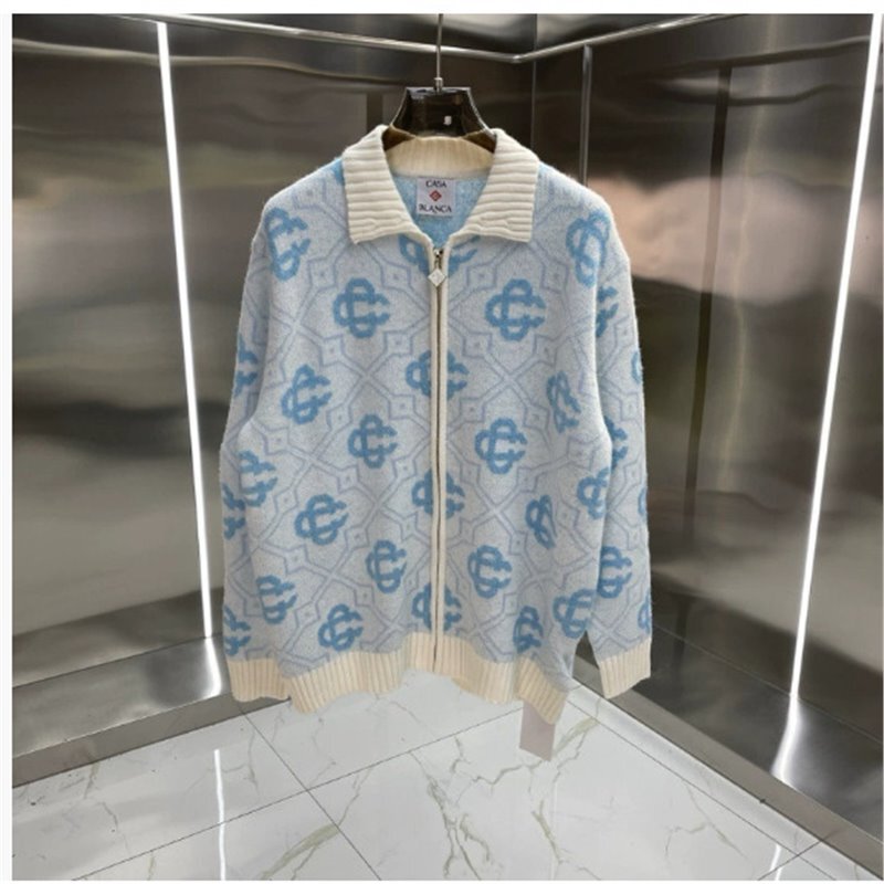 European and American Foreign Trade Casa Casablanca Knitwear Sweater Short-Sleeve Jacquard Cardigan Polo Shirt Couple Shorts Set