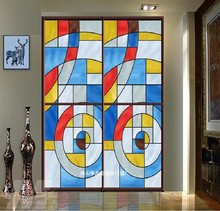 蒂凡尼玻璃隔断屏风镶嵌玻璃彩绘门窗玻璃酒店玄关彩色艺术玻璃门
