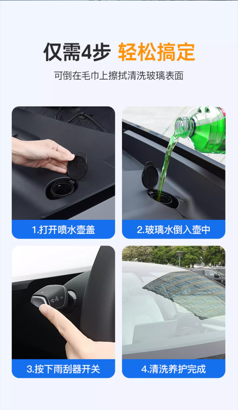 Glass Cleaner That Resists Freezing at Minus 40 Degrees, Removes Oil Film and Insect Residue from Cars in Winter, Powerful Cleaning Agent