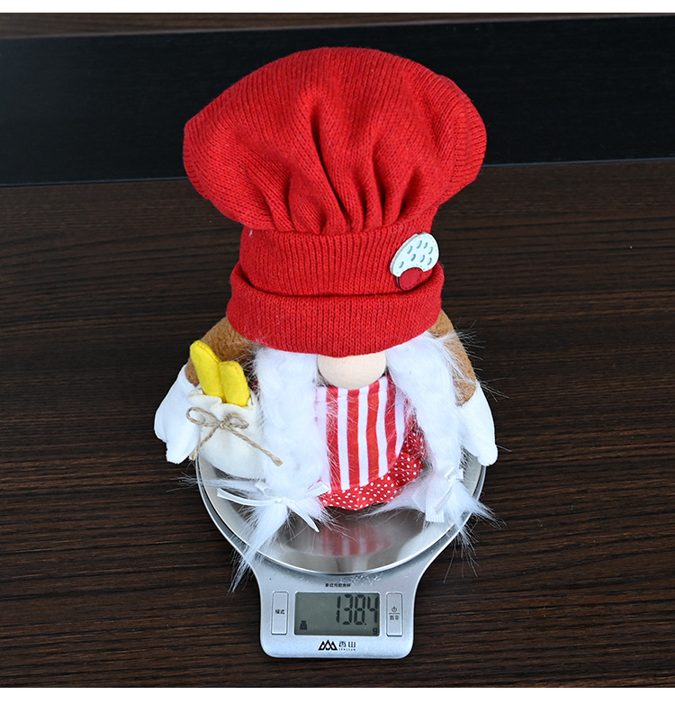 Wholesale Red Knitted Chef Hat Rudolph Doll Christmas Decoration Nihaojewelry display picture 2