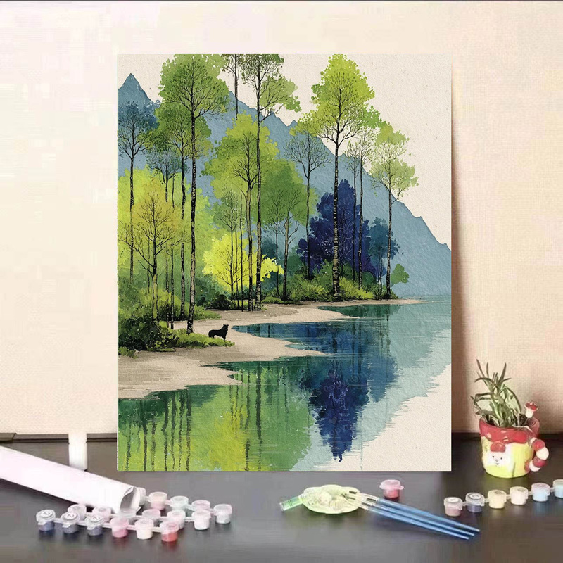 新款荷花数字油画diy手工填色治愈解压高颜值客厅装饰画送礼|undefined