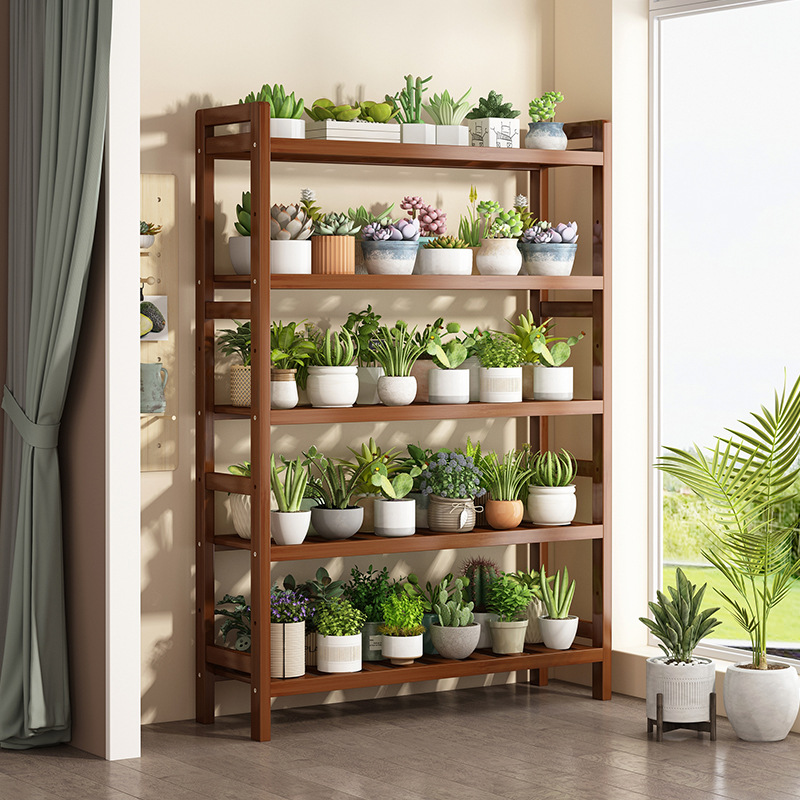 Estante de flores tipo suelo pastoral viento verde estante de plantas balcón sala de estar estante de almacenamiento de dormitorio multicapa estante de maceta interior