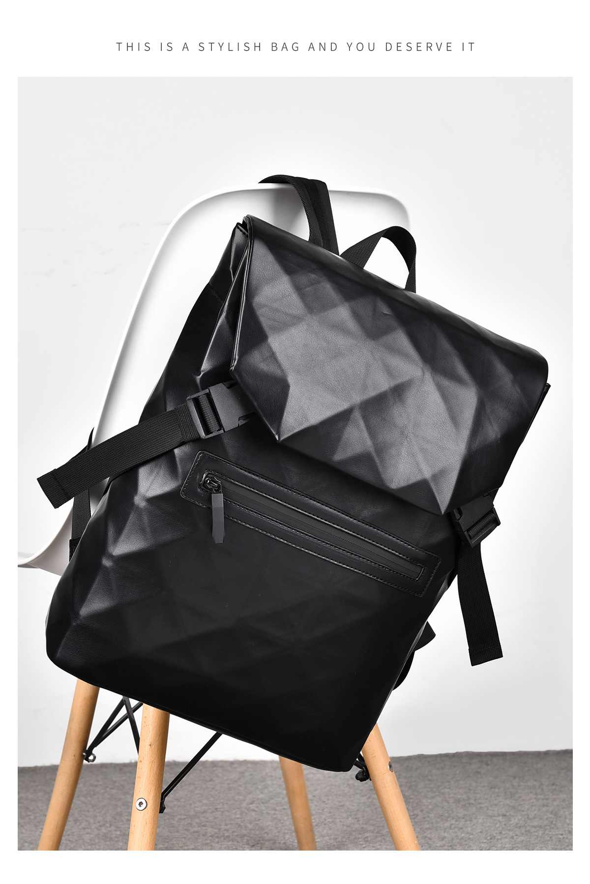 New diamond-shaped men's casual backpack, business commuting, large-capacity travel, fashionable computer bag, student schoolbag undefined