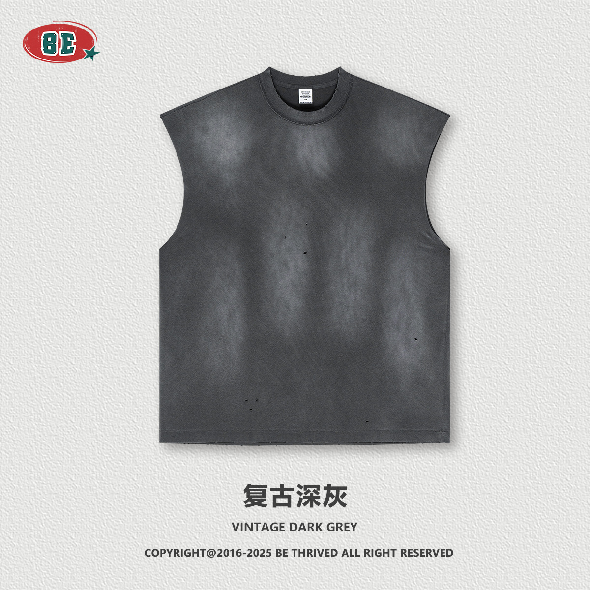 BEメンズ | 2025夏のアメリカのファッションブランドのレトロな古い肩を切ってベストを切った男性スポーツのノースリーブ男性tシャツ