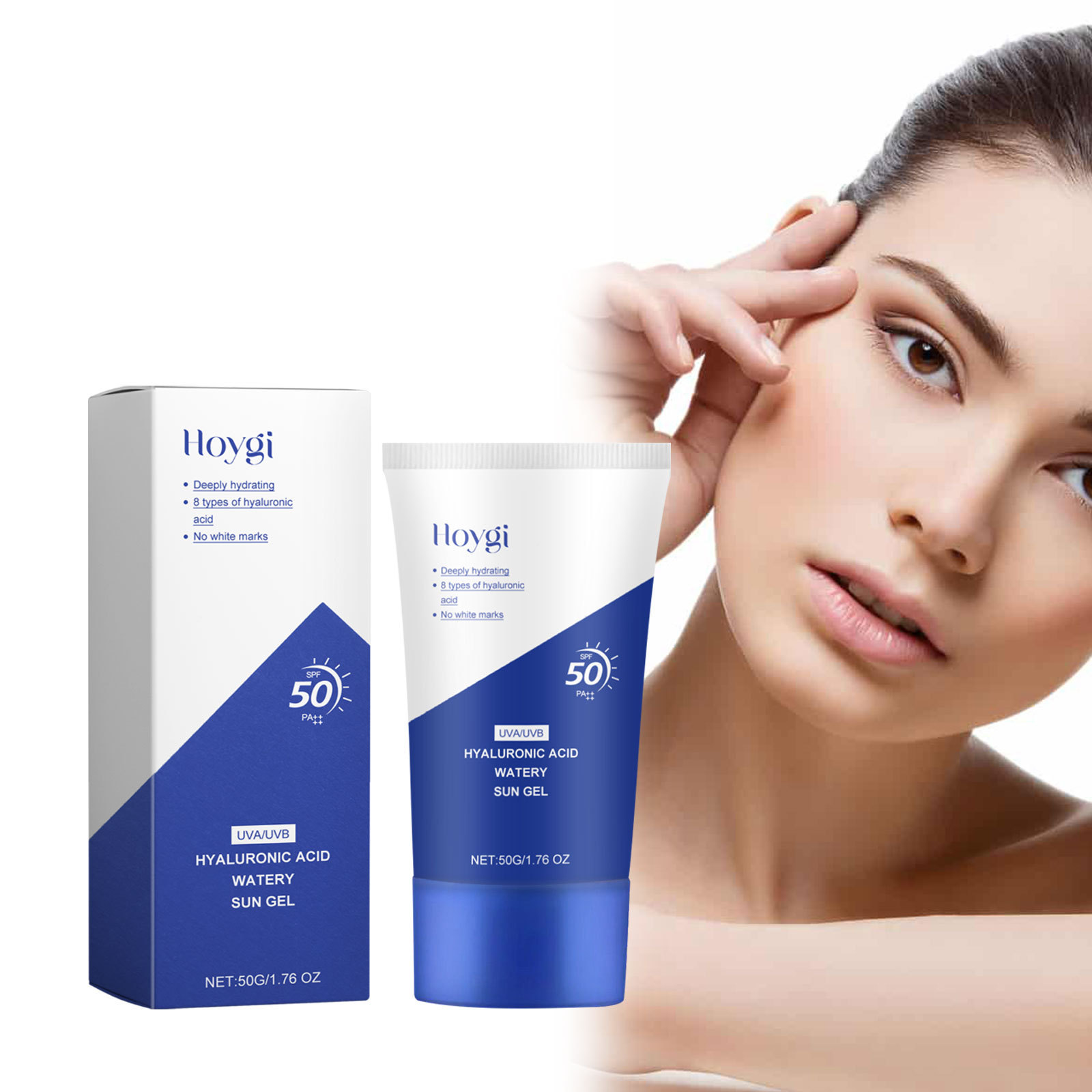 Hoygi Hyaluronic Acid Protective Cream Moisturizing Isolating Protective Uv Care Facial Redness Refreshing and Non-Greasy
