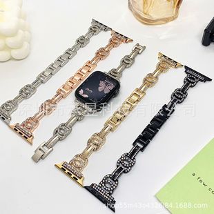 Suitable for Apple Double C Cut Out Diamond Watch Strap Apple Watchs10/9/8/Se/7/6/5/4/3/2
