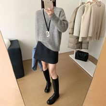 冬上新！复古黑灰色格子毛呢短裙女冬季呢料高腰显瘦半身裙毛衣裙