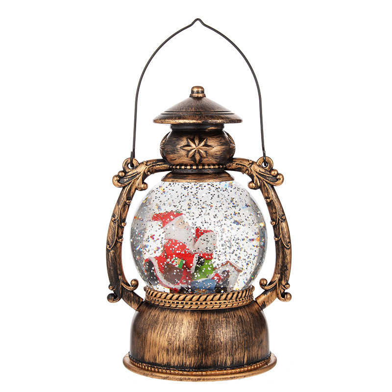 国境を越えた新しいクリスマスレトロ漫画風水入りオルゴール、クリスマス雪降るオルゴール装飾ギフトナイトライト