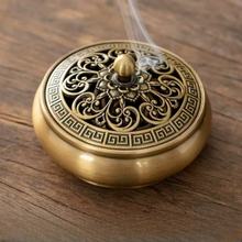 创意复古金莲平底合金香炉盘香炉檀香沉香香薰炉香道摆件家用古典