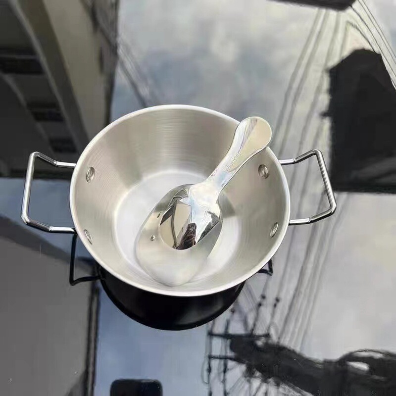 SUS304 stainless steel instant noodle bowl Korean rice wine bowl cooking bowl suo powder household snack bowl double ear jar jar spoon
