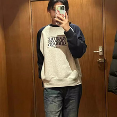 marithe韩国潮牌秋冬男女同款简约字母刺绣圆领休闲宽松百搭卫衣