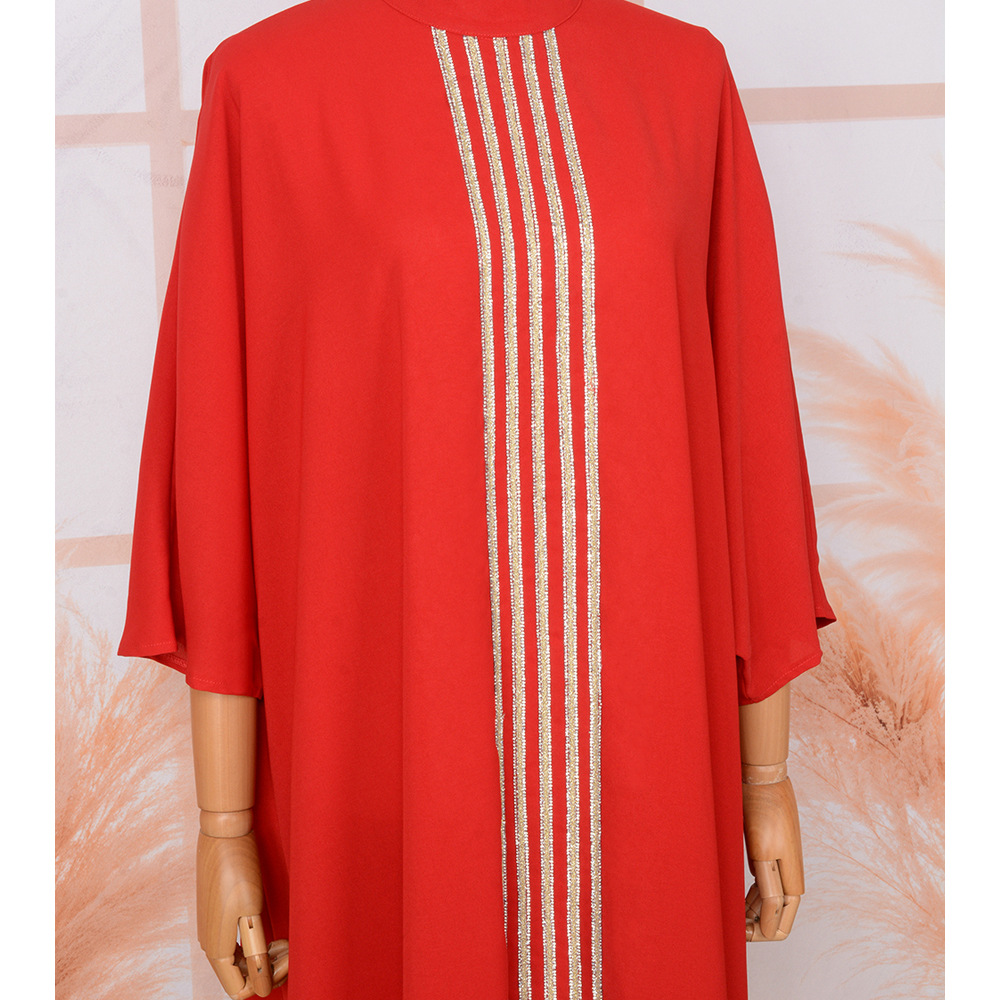Cross-border E-commerce Arab Abaya Dubai Muslim Middle Eastern Fashionable And Elegant Rhinestone Embellished Robe Dress_ecoleips.com