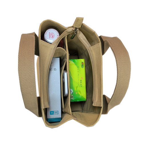 Zippered Single Shoulder Japanese Rakuten High-End Canvas Bento Bag Portable Canvas Tote Bag for Women