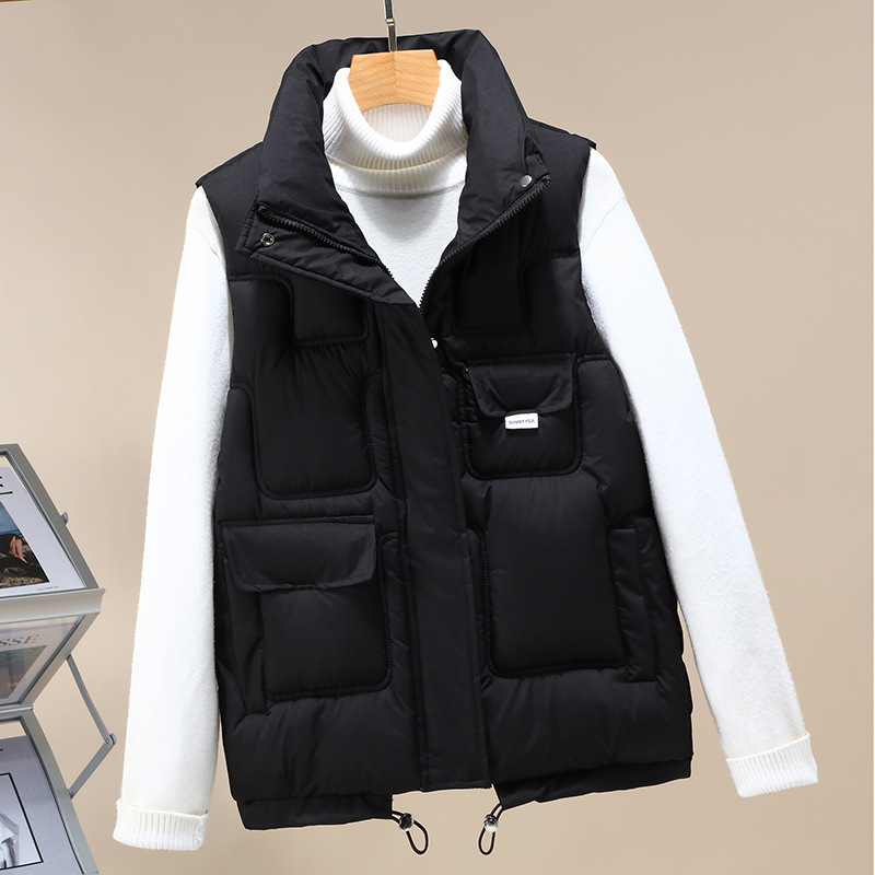 Chaleco de algodón de pluma para mujeres 2023 invierno nuevo chaleco de moda coreano chaleco con capuchón para usar fuera de la chaqueta de abrazadera de hombro caliente image 6