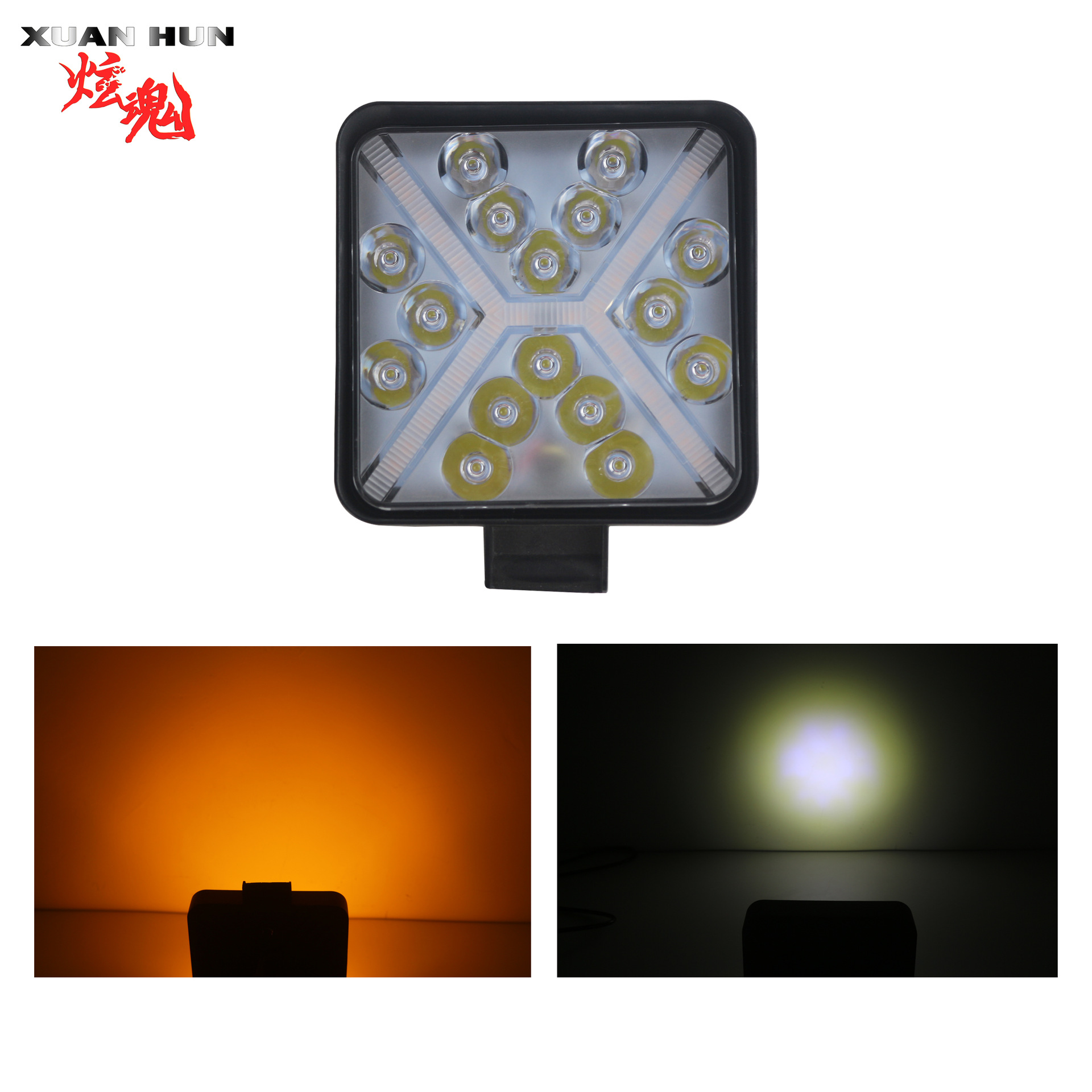 [Manufacturer Specializes in Supply] Led Car 48W Mixed Light X-Type Work Light Strong Spotlight Auxiliary Light Lighting Daytime Running Light