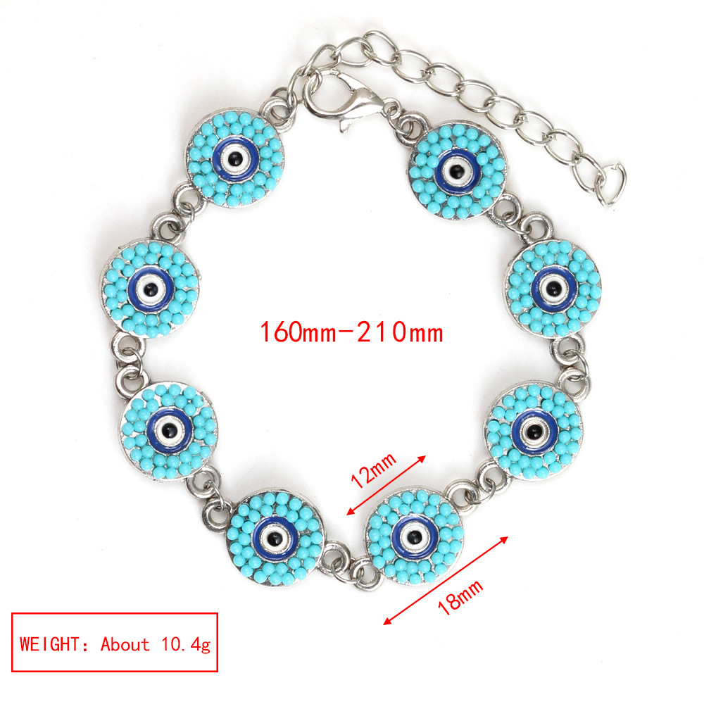 10g Weight Bracelets Classification Alloy Chain Material 1 Piece Quantity Holiday, Daily Occasion Alloy, glass Material Devil's Eye Pattern Women's Gender Patchwork Design Simple Style Style Simple Style Devil's Eye Alloy Glass Wholesale Bracelets 6
