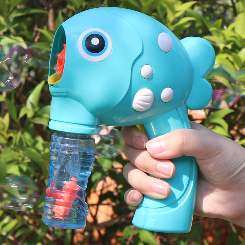 Tiktok mismo estilo de los niños casual burbuja juguete manual de un solo agujero burbuja soplando pistola lindo pescado manual pistola de burbujas al por mayor