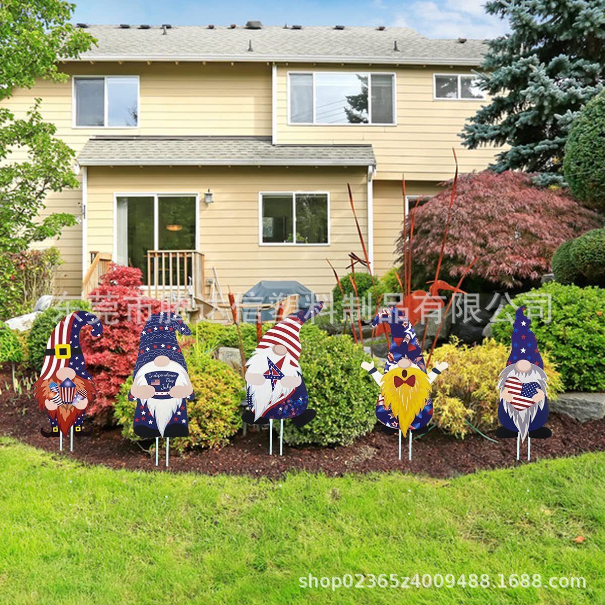 7月4日小矮人院子标志 独立日草坪户外装饰 7月4日装饰 户外装饰