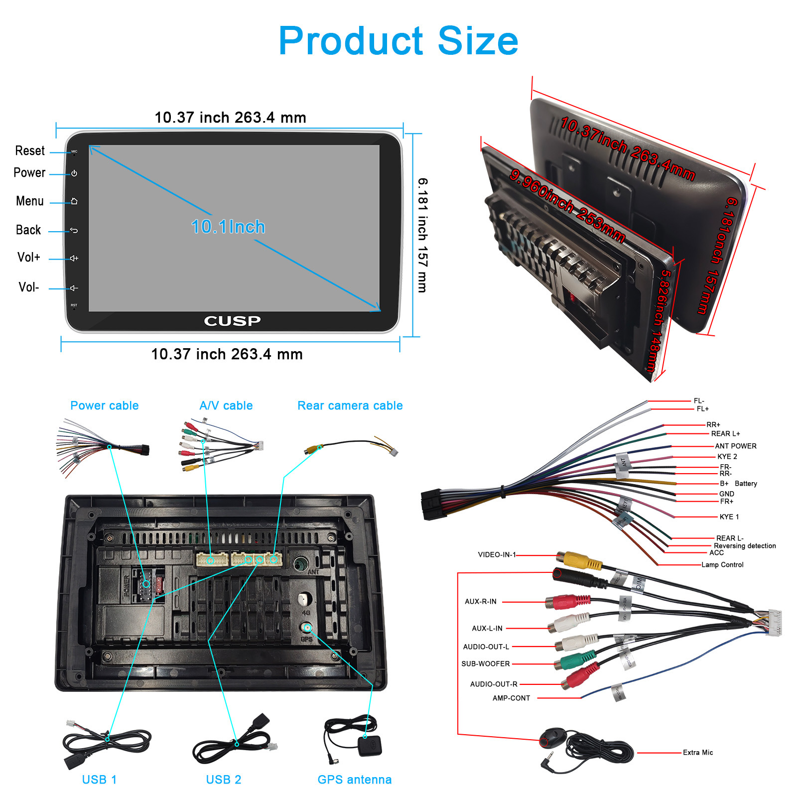 Cross-Border Exclusive Supply 10.1inch Single-Chip Android Universal Ultra-Thin Car Central Control Screen Wireless Carplay Reversing Camera