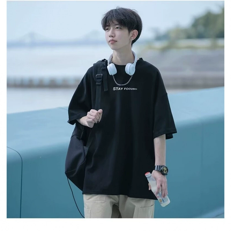 100% хлопок 220g пятикратный рукав американский дизайн алфавита футболка для мужчин новый пол рукава сострадание для мужчин европейская и американская простота