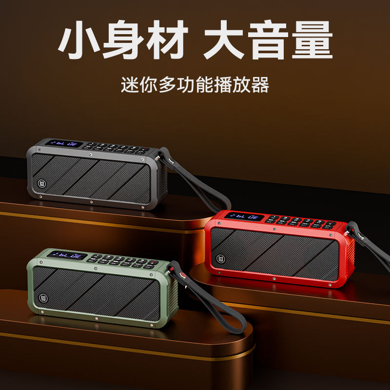 琅韵D83收音机老人蓝牙音箱插卡户外便携双喇叭便携音响MP3播放器