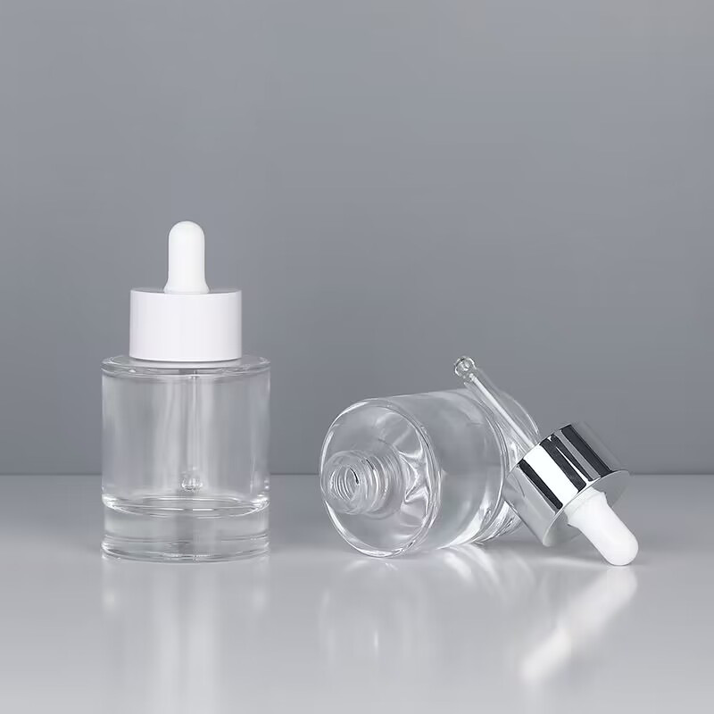 現物30ml円柱透明精華瓶化粧品分注瓶50ml平肩滴管ガラス精油分注瓶|undefined