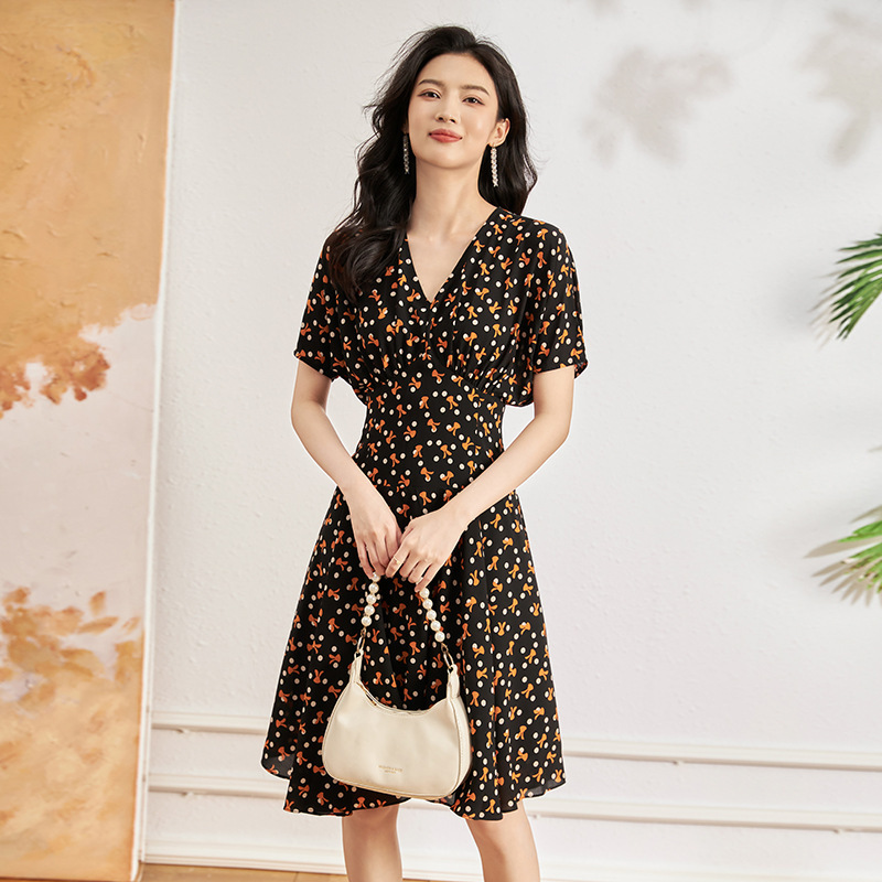 Đầm maxi nữ thắt eo mùa hè tay ngắn — 2314101 - Màu cam chi tiết 6