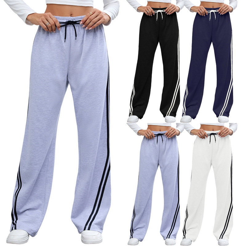 European and American Foreign Trade 2026 Amazon Spring and Summer New Loose Straight Wide-Leg Pants with Drawstring Casual Sweatpants Long Pants