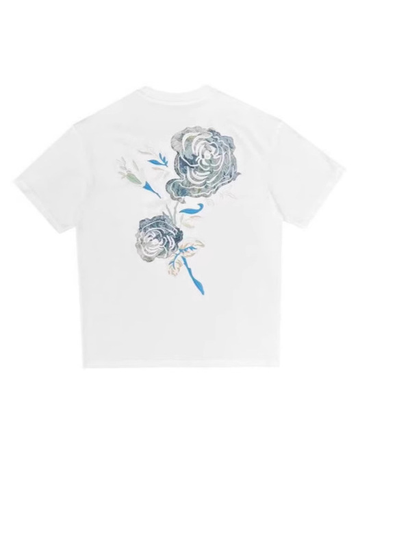 2025夏ローズ3Dプリント半袖tシャツ男夏ルーズショートパンツセット|undefined