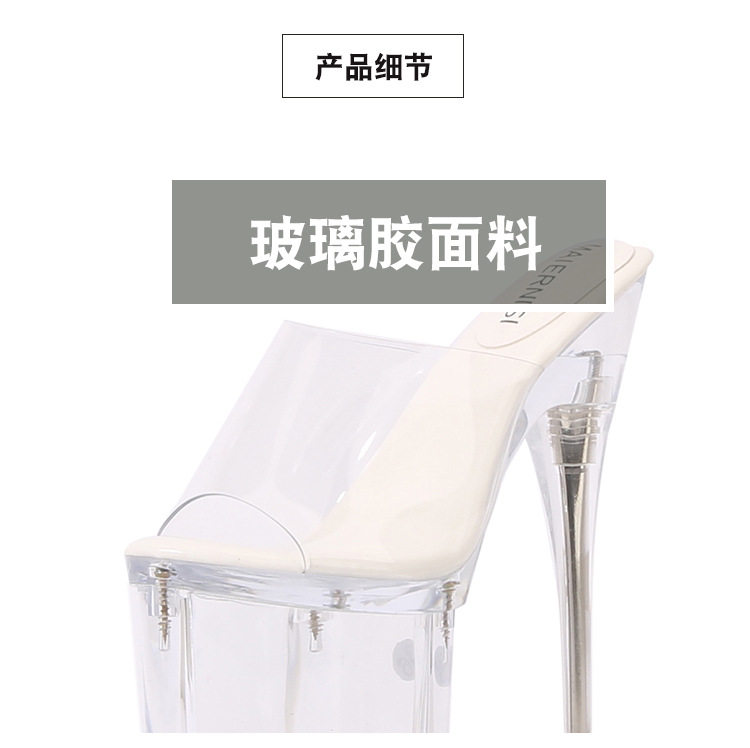 Sandal nữ cao gót siêu cao gót mảnh đế platform trong suốt mũi cá — Màu hồng, Màu trắng, Màu đen, Màu đỏ chi tiết 5