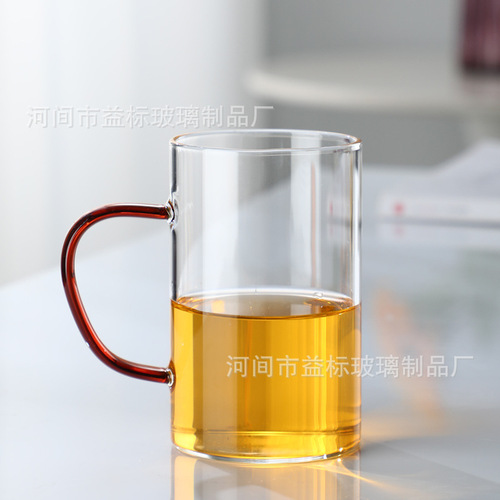 Manufacturer wholesale creative colorful high temperature resistant green tea cup milk thickened glass water cup straight household cup