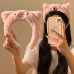 かわいいピンク鼻水豚ヘッドバンドインターネット有名人の同じスタイル洗顔メイクヘアプレスヘッドバンド秋と冬のヘッドバンドヘッドバンド卸売