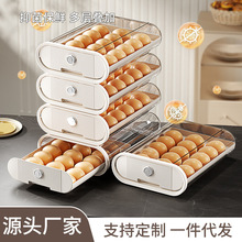 泽沐鸡蛋盒抽屉式冰箱收纳盒 多层可叠加侧门冰箱收纳滚动鸡蛋盒