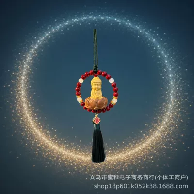 men's and women's pendant wholesale, Car hanging - cinnabar-single-circle-green-tassel