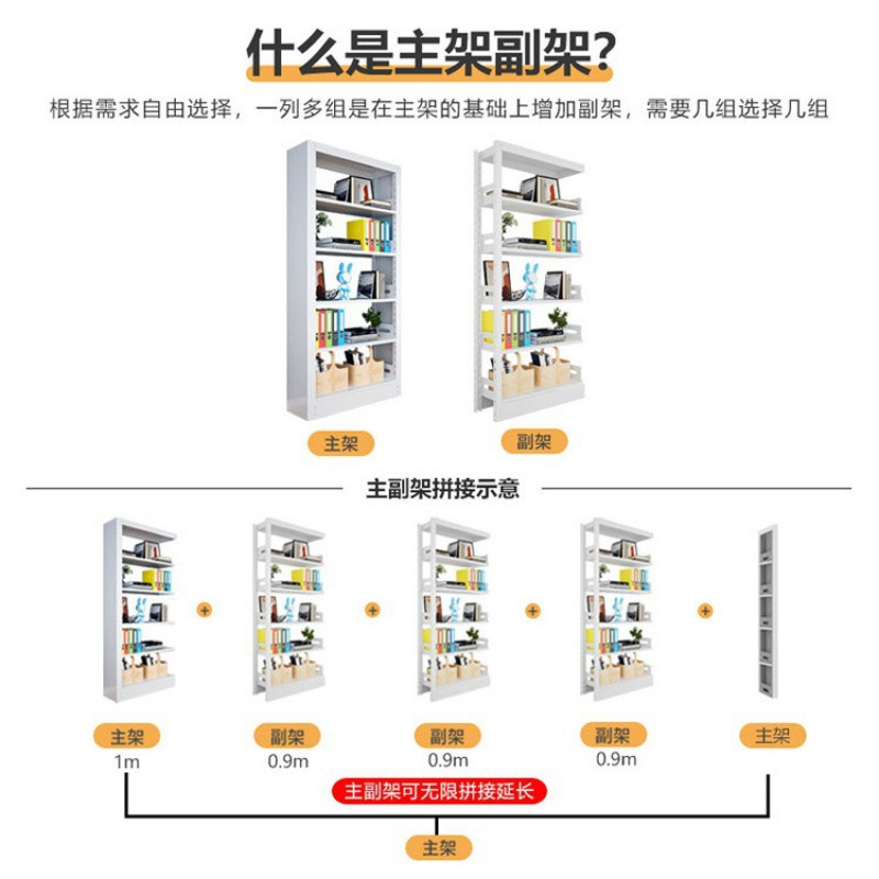 Estantes de biblioteca de la escuela sala de lectura de libros estantería de acero estantería de hoja de hierro de doble cara estantería de archivos de datos de suelo para el hogar
